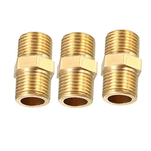 Image of TA-VIGOR Brass Pipe Fitting Hex Nipple 1/8 BSP Male X 1/8 BSP Male Thread Connector 3pcs Straight Connector Hex Nipple Fitting Quick Adapter for Air Fuel Water