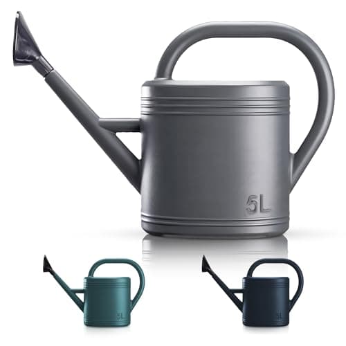 Image of Keplin 5L Watering Can, Durable Plastic Watering Can for Indoor & Outdoor Plants, Easy Pour Garden Jug with Sprinkler Rose, Ideal for Flowers, Houseplants & Gardening (Grey)