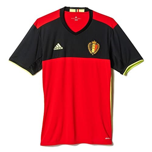 Image of Adidas Men's Belgium Home Soccer Jersey Climacool 2016 (X-Small) Red, Black
