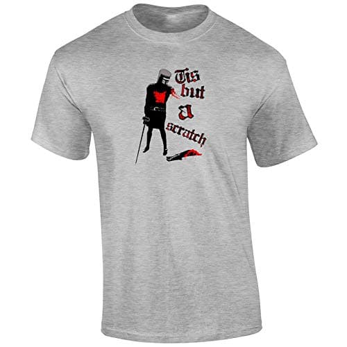Image of Crown Designs Tis But A Scratch Comedy Movie Film Inspired Premium Quality Regular Fit T-Shirt Top for Men and Teens - Sports Grey/Medium