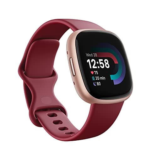 Image of Google Fitbit Versa 4 Fitness Smartwatch with built-in GPS and up to 6 days battery life - compatible with iOS 15 or higher & Android OS 9.0 or higher, Beet/Copper Rose