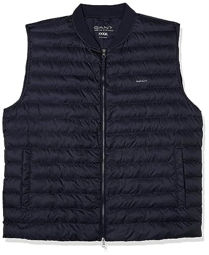 Image of GANT Men's Light Padded Bomber Vest Lightweight Padded Vest, Evening Blue, XL