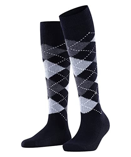 Image of Burlington Women's Whitby W Kh Warm Soft Long Patterned 1 Pair Knee-High Socks, Blue Marine 6120, 3.5-7