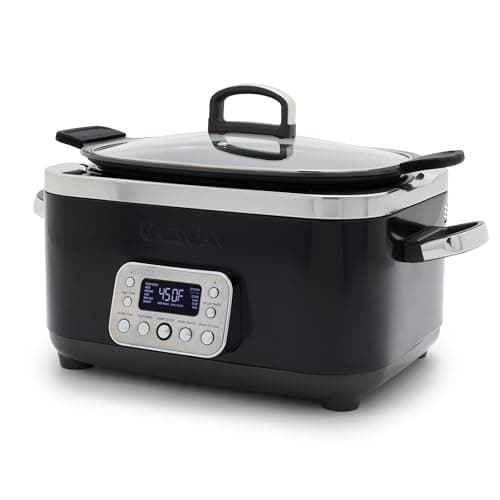Image of GreenPan Elite 8 - in -1 Programmable 6QT Electric Slow Cooker, Dishwasher Safe Lid & Removable Crock, PFAS-Free Healthy Ceramic Nonstick Multi-Cooker, Sear, Sauté/Brown, Steam Basket, Roast, Black