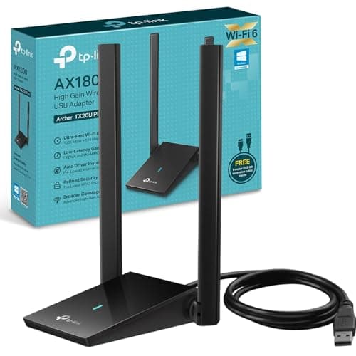 Image of TP-Link Archer TX20U Plus WiFi Dongle, AX1800 High Gain Wireless wifi 6 USB wifi Adapter for PC, Dual Antennas Dual-Band USB 3.0 Wi-Fi dongle, Low Latency, Supports Windows 10/11, Highly Secure WPA3