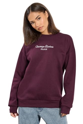 Image of PixieGirl Petite Burgundy Red Slogan Sweatshirt Petite