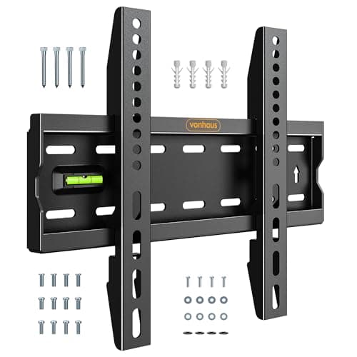 Image of VonHaus TV Wall Bracket for 15-50" Screens, Ultra-Slim TV Bracket with Spirit Level, Flat to Wall Mount, 40kg Capacity, Max VESA: 300x200m