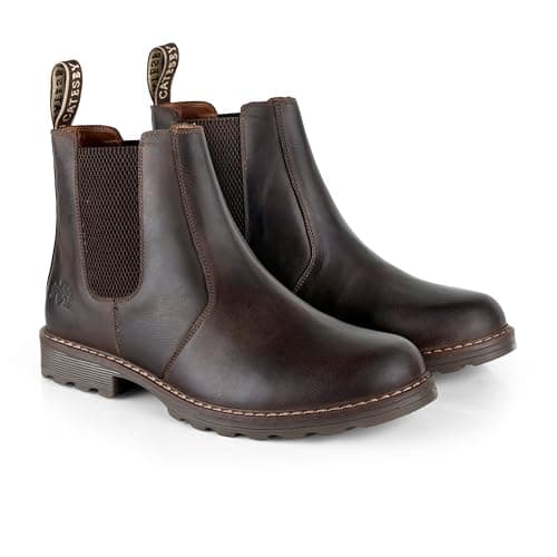 Image of Catesby Galway Premium Leather Mens Boots Lightweight Durable Dealer Boots For Men, Waxy Brown, UK 10