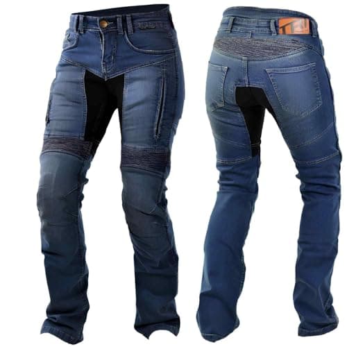 Image of Trilobite Parado Double Layer Blue Regular Fit CE AAA Women's Motorcycle Jeans with Tri-Stretcher Pro and Protectors