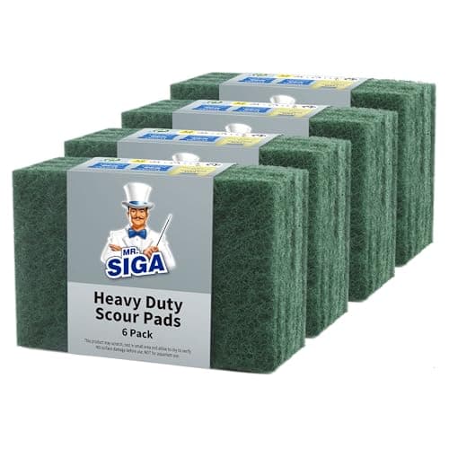 Image of MR.SIGA Heavy Duty Scouring Pads, Household Scrubber for Kitchen, Sink, Dish, 24-Pack, 3.9 x 5.9 inch (10 x 15 cm), Green