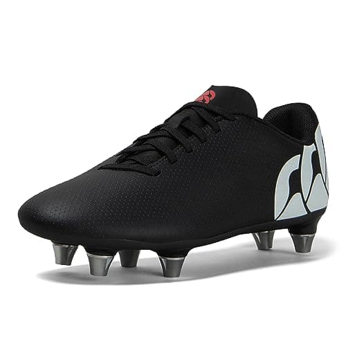 Image of Canterbury Junior Unisex Speed Raze Soft Ground Rugby Boots | Lightweight | Scuff Resistant | Comfort and Stability Soft Ground Rugby Boots, Black/White, 5