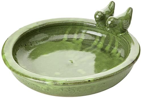 Image of Esschert Design FB489, Green Bird Bath Ceramic Round, 10.9 cm*32.9 cm*30.7 cm