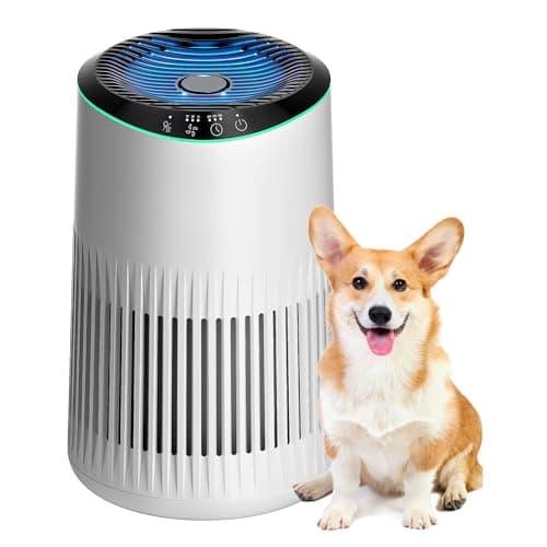 Image of MORENTO Air Purifiers for Home, Air Purifier for Smoke Pet Dander Odors with Fragrance Sponge, Small Air Purifier with Sleep Mode for Bedroom Office, Blue Ambient Light, MR2566, White, 1 Pack+3 Modes