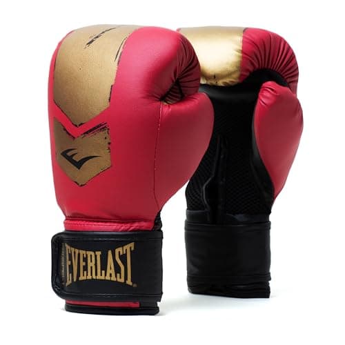 Image of Everlast Prospect 2 8oz Kids Boxing Gloves (Ages 8-12) Red/Gold Boxing Gloves for Bags & Mitt Work, Soft Interior Lining, Hook & Loop System, and Ventilated Palms - Authentic Everlast Gear