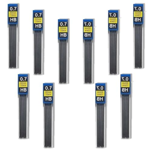 Image of 0.7mm HB Mechanical Pencil Lead Refills - 120 Pieces (10 Tubes) - Break-Resistant Graphite for Smooth Writing - Compatible with Automatic & Drafting Pencils for School, Office & Art