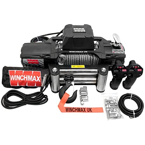 Image of WINCHMAX 13,500lb (6,123kg) SL Series Military Grade 12v Electric Winch. 26m x 9.5mm Steel Rope, 3/8 Inch Hook.