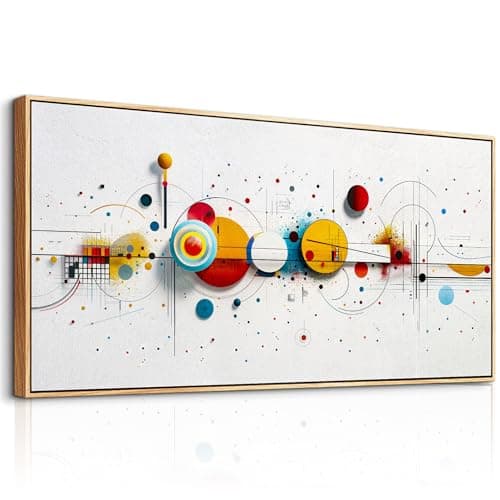 Image of MHARTK66 Wooden Framed Canvas Wall Art for Living Room Large, 20"x40" Colorful Dots Modern Bedroom Decor Aesthetic, Abstract Pictures Prints Wall Decorations for Office Bathroom Dining Room