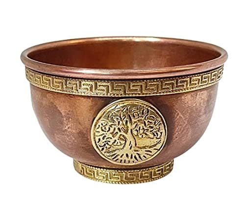 Image of Sharvgun 4 Inch Tree of Life Copper Offering Bowls Healing Meditation Altar Use, Rituals, Incense, Smudging, Decoration Wicca Serving Bowl