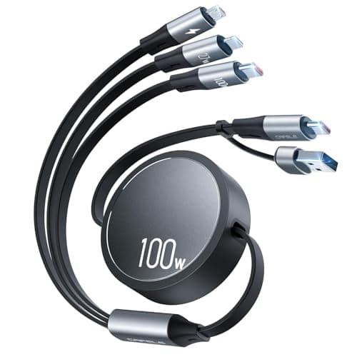 Image of CAFELE 100W Multi Charger Cable USB A/C,6 IN 1/130CM PD3.0 5A Fast Charging Retractable Cable Typ C/Phone/Micro USB for Phone 17,16,16 Plus,16 Pro Max,15 Serie,MaBook,Pad,Galaxy,Tablet