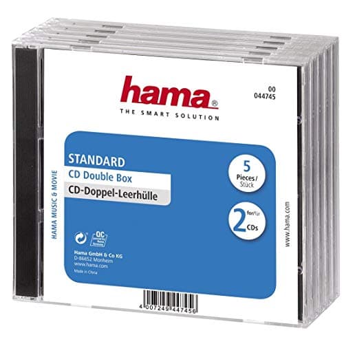 Image of Hama - Standard CD Double Jewel Case - Pack of 5 - Transparent/Black