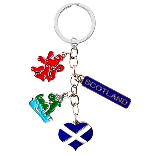 Image of Bells Box Scotland Souvenir Keyring - Scottish Charm Keychain - Scotland Flag Edinburgh Key ring - Scotland Gift Car Keyring