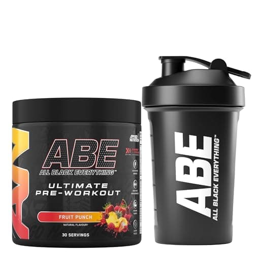 Image of Applied Nutrition Bundle ABE Pre Workout 375g + ABE Black Shaker 400ml | All Black Everything Pre Workout Powder, Energy Drink, Physical Performance, Creatine, Beta Alanine, Caffeine (Fruit Punch)