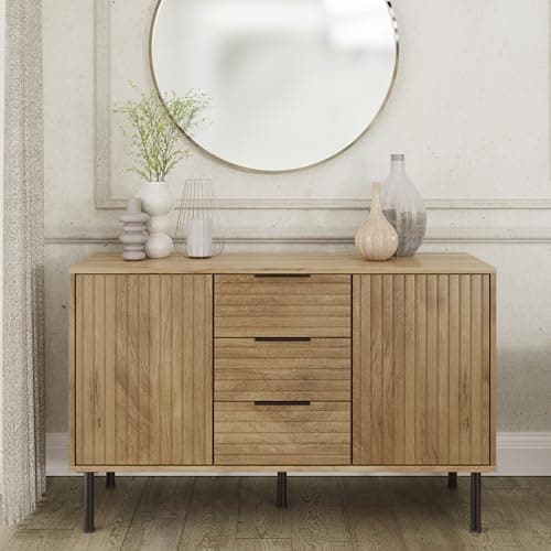 Image of GFW Nervata Sideboard Cabinet Living Dining Room Oak
