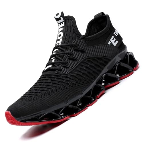 Image of Men's Running Shoes Mesh Athletic Sport Sneakers Gym Fashion Trainers Tennis Casual Walking Zapatos Black Red