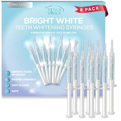 Image of Venus Visage Teeth Whitening Gel Syringes (8 Pack) - Teeth Whitening Kit Refill for Trays - No Sensitivity - Visible Results (3 ml/0.10 fl oz Each)