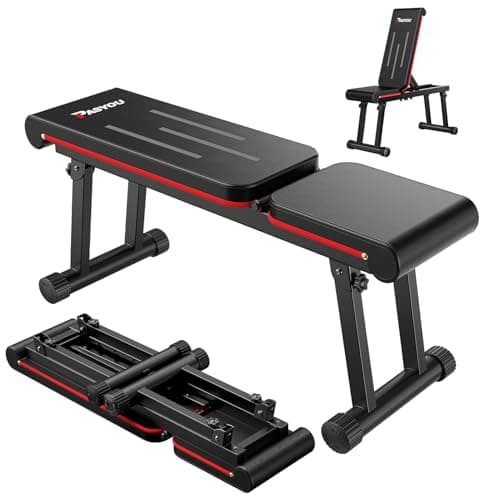 Image of PASYOU Adjustable Flat Weight Bench, 2 in 1 Workout Bench with 660 lb Load Capacity, 6-Level Foldable Bench Press for Home Gym, Fully Assembled Dual-Frame (Model: PB300)