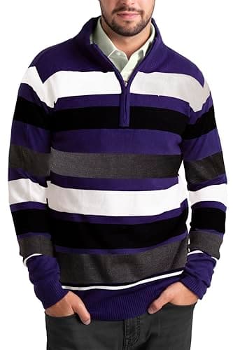 Image of westAce Unisex Adults Christmas Red White Striped Knitted Jumper - Xmas Elf Party Fancy Dress Sweater Top Plus Size S-XXL (UK, Alpha, XL, Regular, Regular, Navy-White-Black-Striped)
