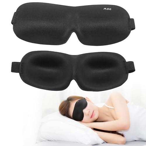 Image of Shaped 3D Sleep Eye Mask Deep Contoured - Gift for Man or Woman, Deep Contoured Shape, Comfortable Lightweight Sleeping Mask for Travel, Shift Work or Plane Journey MSC – Black1Shaped