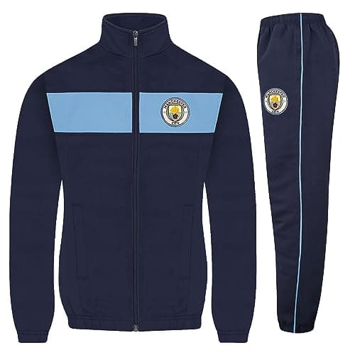 Image of Manchester City F.C. Official Gift Boys Tracksuit Set Navy Sky Blue 10-11 Years