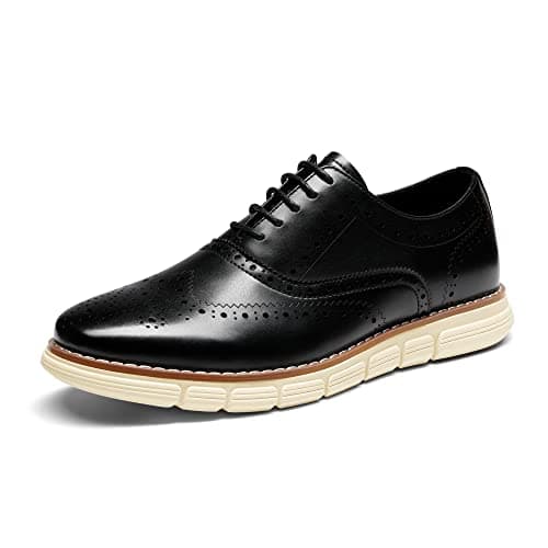 Image of Bruno Marc Men's Crossflex Dress Sneakers Wingtip Derby Casual Oxford Formal Shoes for Comfortable Walking,Size 9.5,Black,GRANDWING