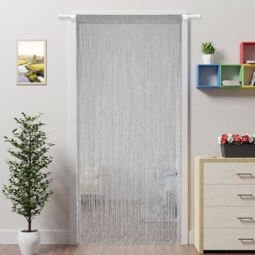 Image of Ateasierlife Door Curtain Fly Screen String Curtains Window Doors Beads Screens Tassel Doorways Blinds Room Divider Kitchen Outdoor Insect Bug Panel (Grey 100×200cm/39×79in)