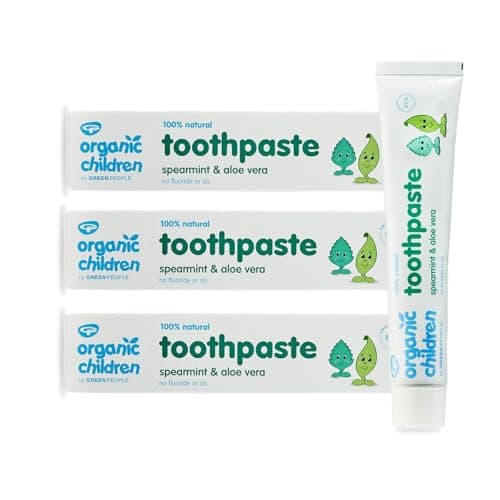 Image of Green People Organic Children Spearmint Aloe Vera Toothpaste Bundle, Fluoride Free SLS Free, Natural Mint Flavour, Gum Soothing Formula, 50 ml (Pack of 3)