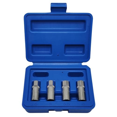 Image of JEUCLEL Stud Extractor Set, 4PCS 1/2-inch, Broken Stud Removal Socket, Chrome Vanadium Steel, for 2.5mm, 3mm, 3.5mm, 4mm Bolts, Portable Storage