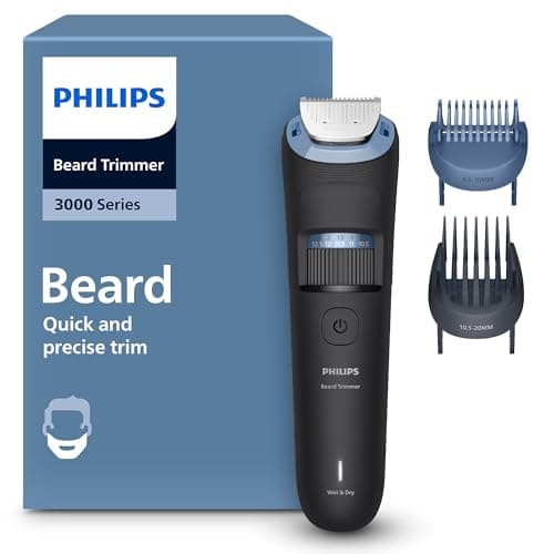 Image of Philips Beard Trimmer 3000 Series - Self-Sharpening Metal Blades, 40 Lock-in Settings, Lift&Trim Comb, 100% Waterproof, Battery Indicator, USB Charging, Model BT3660/15