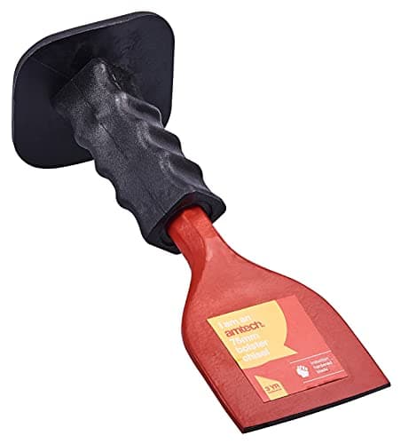 Image of Amtech Bolster Chisel for Brick Cutting and Shaping, Induction-Hardened Steel Blade, Octagonal Shaft with Rubber Guard for Comfort, 75 mm (3")