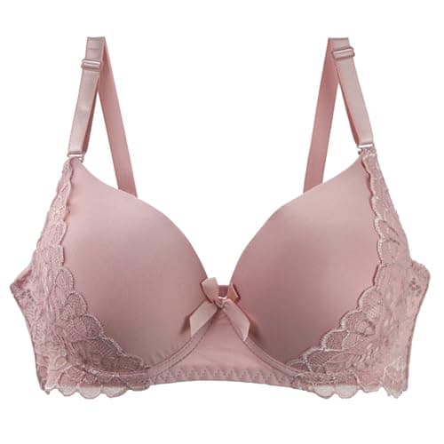 Image of Generisch Women's Bra Adjustable Shoulder Strap Large Size Underwired Bra Top with Lace, pink, 38DD