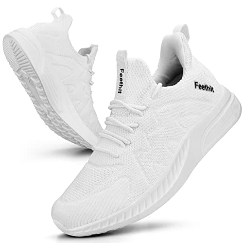 Image of Feethit Women Trainers Casual Sneakers Lightweight Breathable Walking Shoes Gym Sport Tennis White 7