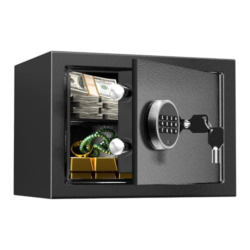 Image of CDC DIGI 21L Digital Electronic Cash Money Safe Box, Wall-Mountable Alloy Steel with Smart Alarm. High-Security Home Cabinet Safe for Home/Enterprise