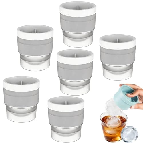 Image of Round Ice Cube Moulds, Reusable Ice Ball Mould, Easy Remove Sphere Moulds, for Party, Home, Bar (6, Grey)