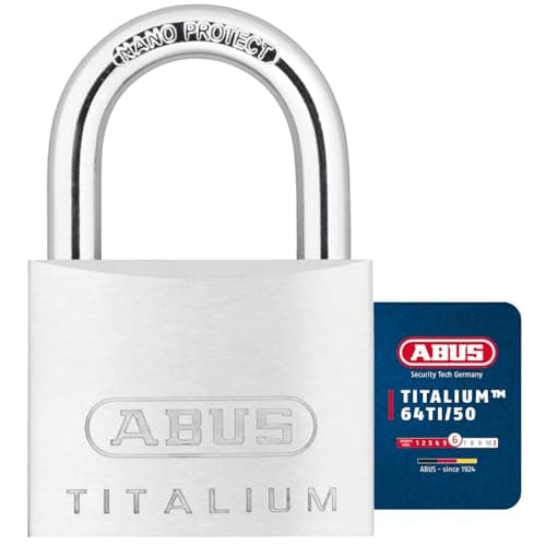 Image of ABUS Titalium 64TI/50 Padlock - Basement Lock with Lock Body Made of Special Aluminium - Hardened Steel Shackle - ABUS Security Level 6