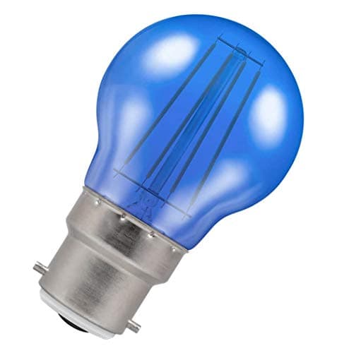 Image of Crompton Lamps LED Golfball 4W BC-B22d Harlequin IP65 (25W Equivalent) Blue Translucent 65lm BC Bayonet B22 Round Coloured Festoon Outdoor Filament Light Bulb