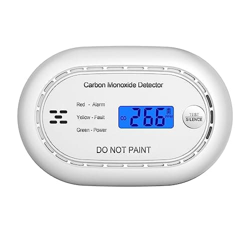Image of Carbon Monoxide Detector with LCD Digital Display, CE Certified CO Alarm with Sealed in 10 Year Battery, Standalone Audible CO Detector for Home,White,1 Pack