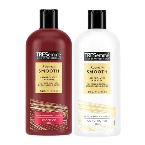 Image of TRESemmé Keratin Smooth Shampoo & Conditioner Bundle 680ml Each | Anti-Frizz Hair Care Set with Keratin & Marula Oil for Sleek, Shiny, Silky & Manageable Hair