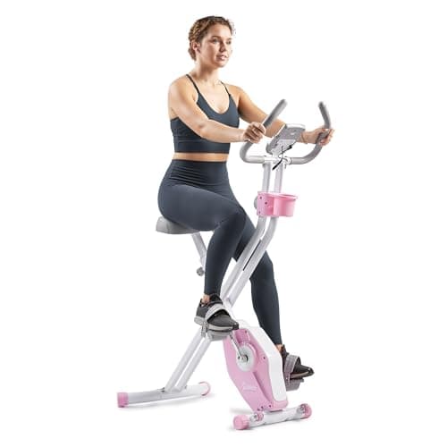 Image of Sunny Health & Fitness Smart Folding X-Bike, Compact Home Exercise Bike for Indoor Use, Full-Body Low-Impact Workout, Cardio Training, 14-Level Magnetic Resistance, Bluetooth & Free SunnyFit App