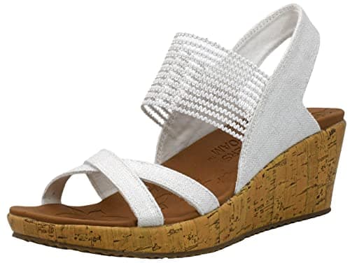 Image of Skechers Women's Beverlee - High Tea Wedge Sandal, White, 11 M US