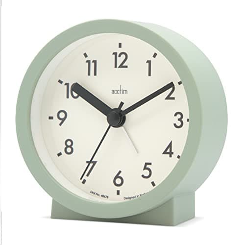 Image of Acctim Gaby Small Analogue Contemporary Bedside Alarm Clock (Cool Mint)